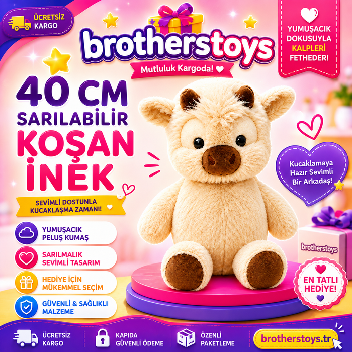 40 CM Sarılabilir Koşan Pelüş Oyuncak - Sevimli ve Yumuşacık İthal Ürün
