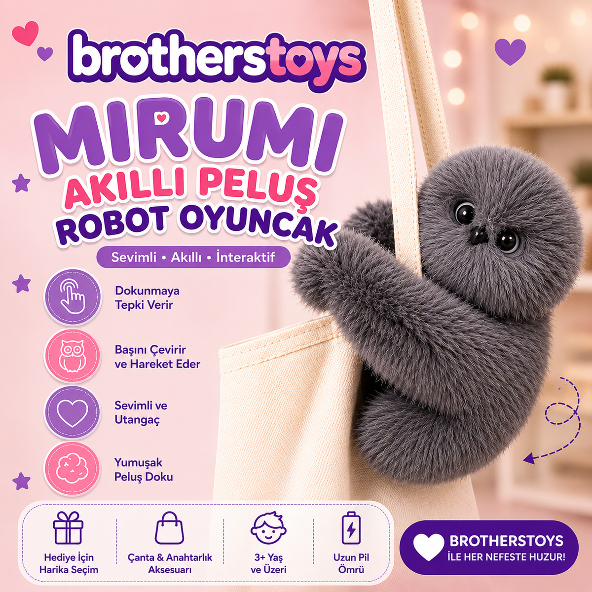 Mirumi Akıllı Peluş Robot Oyuncak | İnteraktif Baykuş Oyuncak